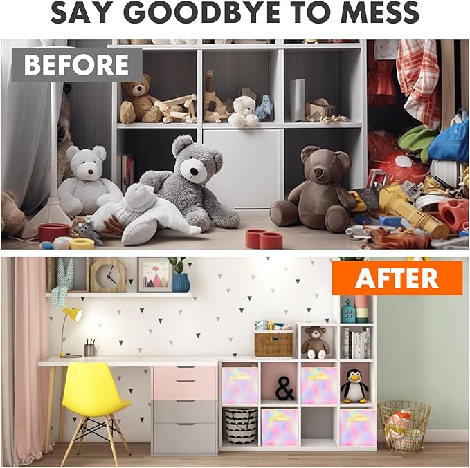 ShellKingdom Storage Bins, Foldable Fabric Storage Cubes And Cloth Storage Organizer Drawer For Closet And Toys Storage, 6 Pack (Chromatic Tie Dye)