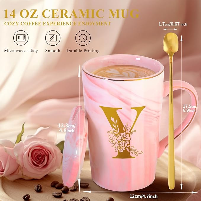 Personalized Ceramic Coffee Mug with Lid Tea Cup Women Men Teacher Gifts Female Male Best New Appreciation Thank you Favorite Good Goodbye Retirement Friends Social Student Bestie,Y