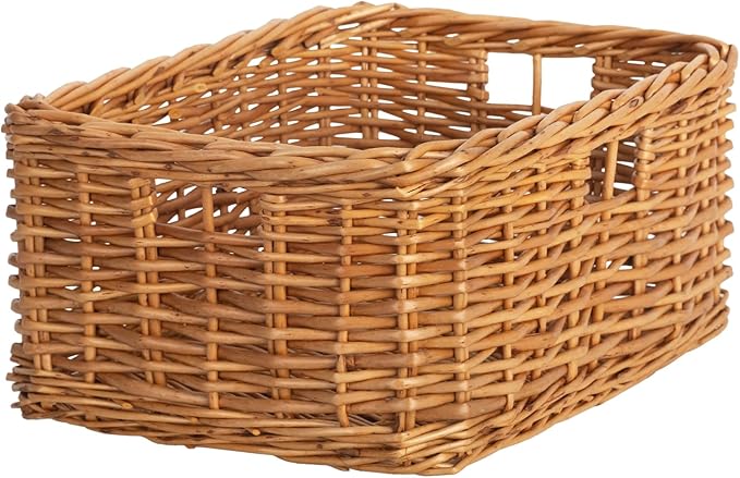 StorageWorks Pantry Baskets, Willow Storage Baskets for Organizing, Shelves, Pantry Organizers and Storage, Brown, 15"L x 11"W x 6 ¾"H