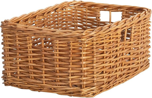 StorageWorks Pantry Baskets, Willow Storage Baskets for Organizing, Shelves, Pantry Organizers and Storage, Brown, 15"L x 11"W x 6 ¾"H