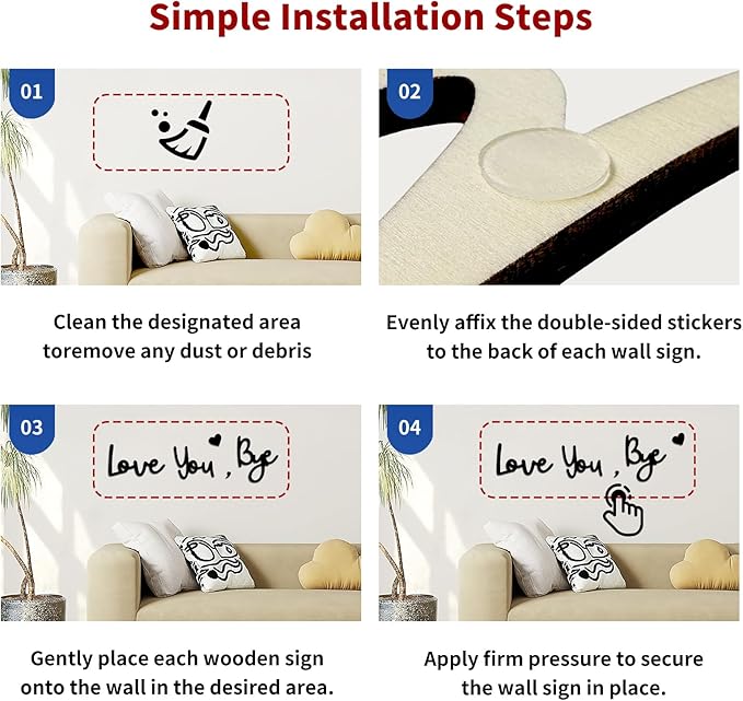 Wooden Love You Bye Sign Home Decor - Boho Farmhouse Wall Art Decor for Stylish Living Room, Hallway Entryway, Wall Decor Door Sign Gift for Your Family Lovers