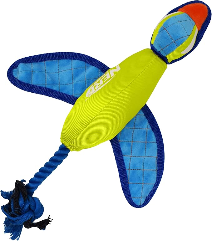 Nerf Dog 16.5in Nylon Ultraplush Crinkle Wing Launching Duck Dog Toy - Green/Light Blue