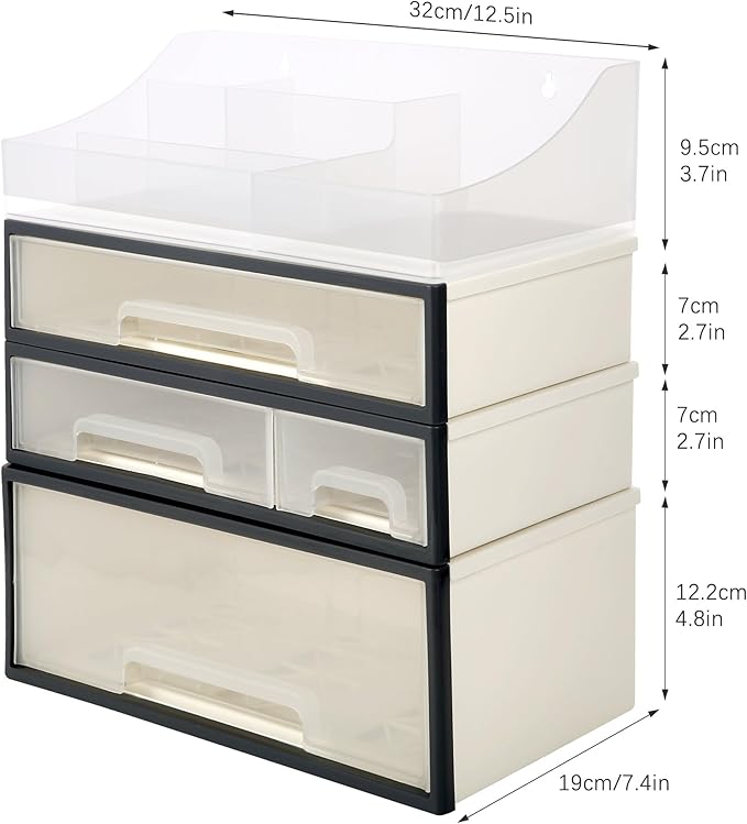 Medicine & Makeup Organizer, Cosmetic & Kitchen Spice Storage - 4 Drawer, 5 Slot Transparent Desktop Stationery Organizer