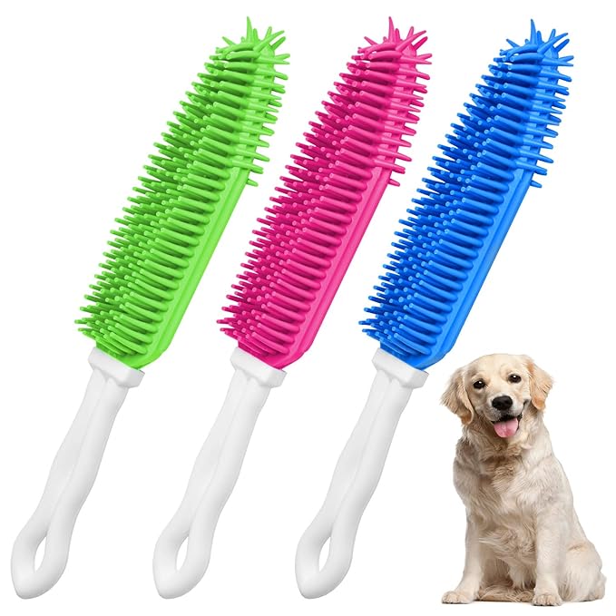 3 Pieces Pet Hair Remover - Car & Auto Detailing Brush, Lint Remover for Dogs Cats, Rubber Massage Brush for Furniture, Car Interiors, Carpet