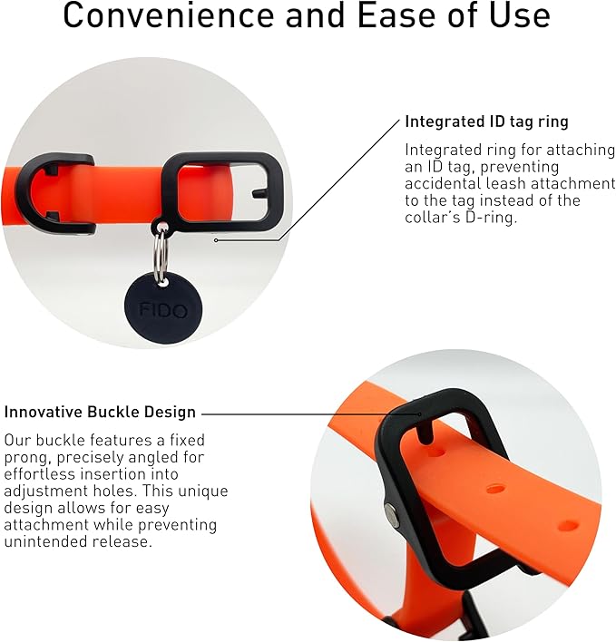 Waterproof Dog Collar - Durable, Comfortable and Adjustable Outdoor Dog Collar with Wear Resistant Buckle and ID Tag Ring for Small Dogs by Nuvuq (Orange, Small)