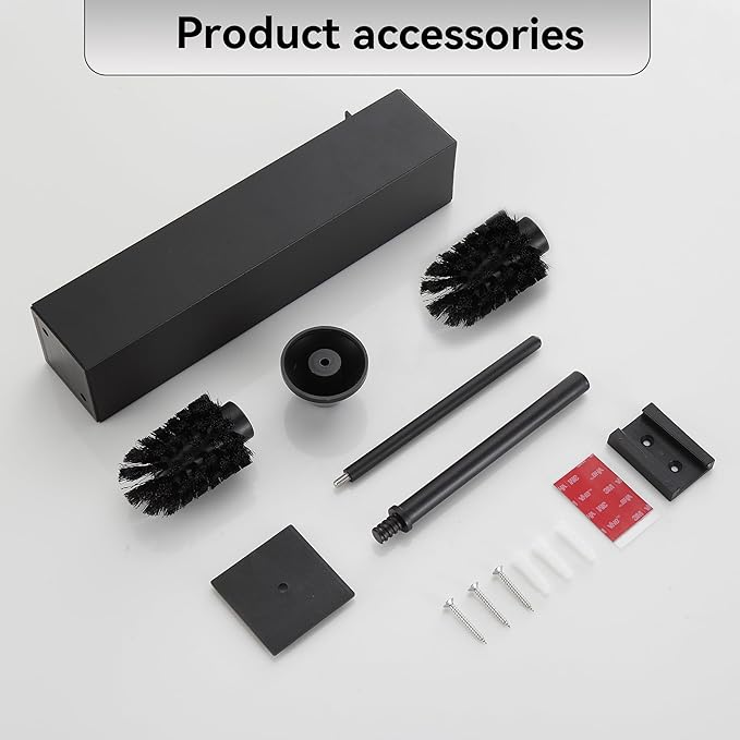 Matte BlackToilet Brush with Holder,Durable Cleaning Toilet Bowl Brushes with Holders