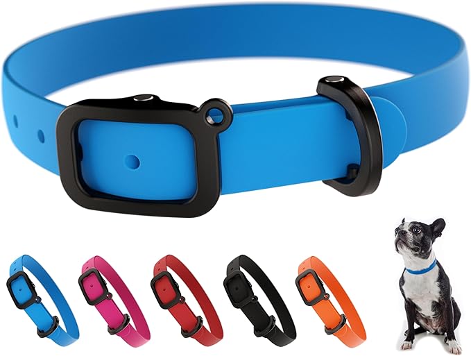 Waterproof Dog Collar - Durable, Comfortable and Adjustable Outdoor Dog Collar with Wear Resistant Buckle and ID Tag Ring for Small Dogs by Nuvuq (Blue, Small)