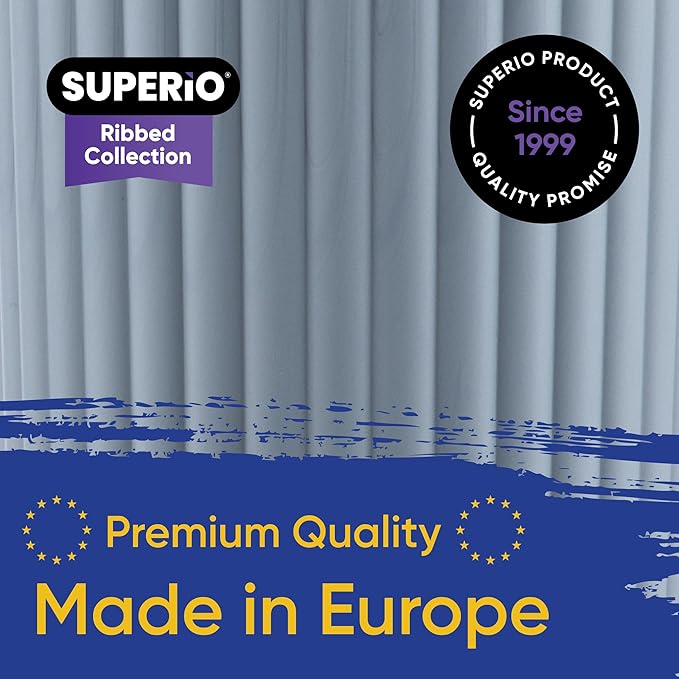 Superio Ribbed Collection - Decorative Plastic Laundry Basket & Laundry Hamper with Lid and Cut-Out Handles, Blue (Set of 2) Organzier for Bedroom Bathroom College Dorm Room