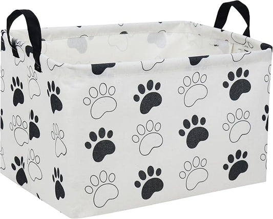 Essme Rectangular Dog Basket,Kids Storage Basket with Handles for Room Decor, Dog Bins,Puppy Storage Bin（Dog Paw）