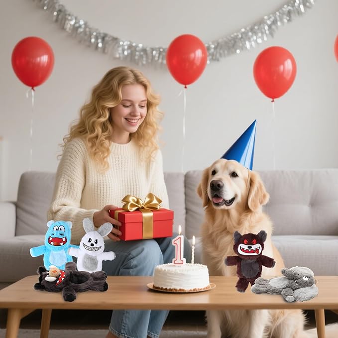 Bzonsmart Squeaky Dog Toys, 5 PCS Crinkle Dog Toy Plush, Dog Toys Value Pack for Small Medium and Large Dogs, Dog Chew Toys to Keep Them Busy