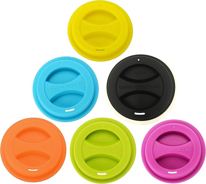 Coffee Mug Lids, KSENDALO Thicker Eco Reusable Silicone Travel Mug Lids(3.15"Inner Diameter,3.43"Outer Diameter), Silicone Cup Cover Set,Mix-color(7pcs)