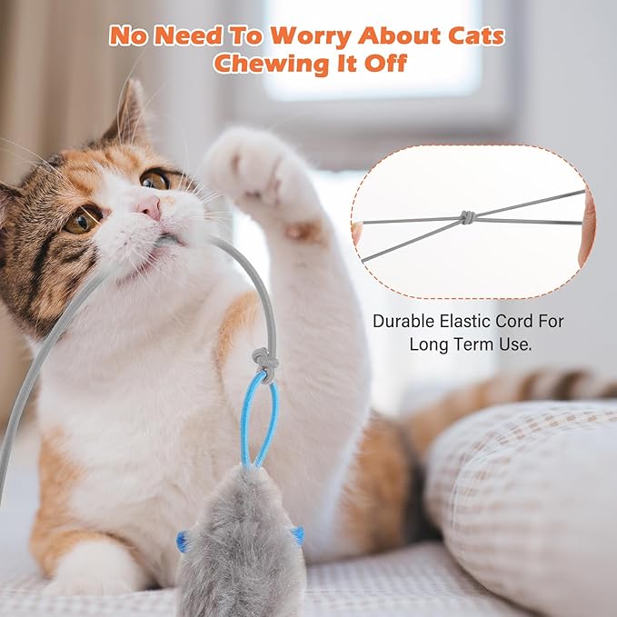 Interactive Cat Toy, Flapping Bird & Rotating Feather Teaser for Indoor Cats, Hanging Doorway Cat Toys with Fishing Pole for Exercise, Boredom Relief & Fun Games