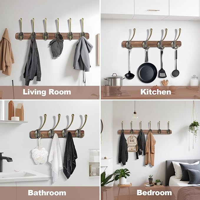 Wall Hooks for Hanging, 15-Pack Heavy Duty Metal Coat Hooks, for Living Room, Bathroom, Kitchen, Bedroom for Towel, Hat, Key, Closet, Bag (Bronze)