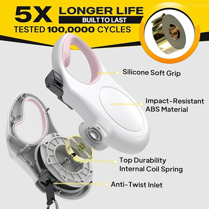 Fida Retractable Dog Leash, 16 ft Dog Walking Leash for Small Dogs up to 26lbs, Tangle Free, White