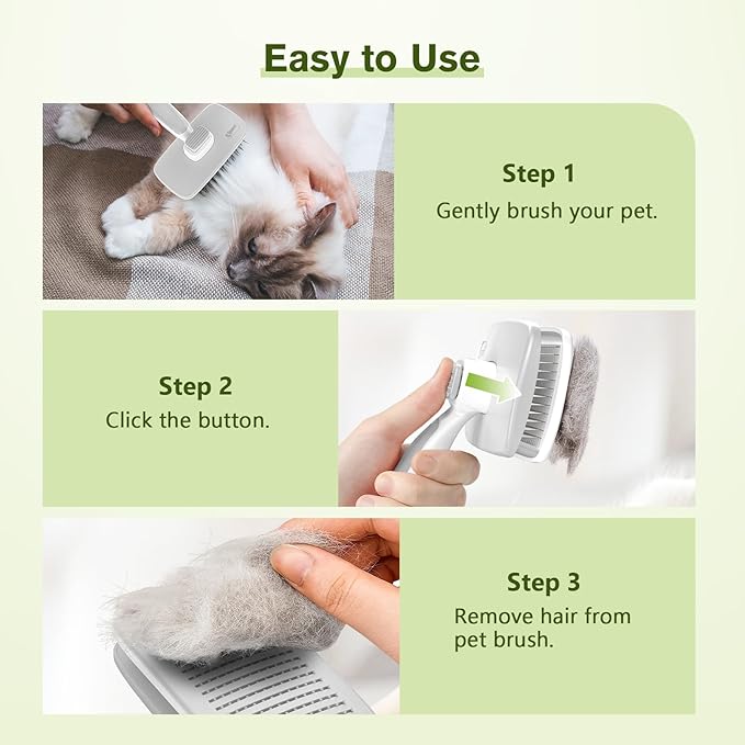 Pecute Self-Cleaning Slicker Brush for Dogs, Cats, Lightweight Dog Brush for Shedding Massaging Grooming, Cat Brush Gently Removes Loose Fur Undercoat for Small Dogs Cats Rabbits of All Hair Types