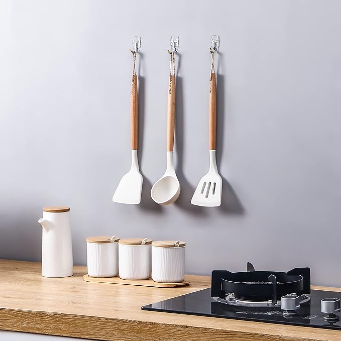 30 Small Hooks+40 Removable Strips, Clear Wire Utility Hooks with Adhesive Strips Damage-Free, No Tools Wall Hooks for Hanging Heavy Duty, Value Pack