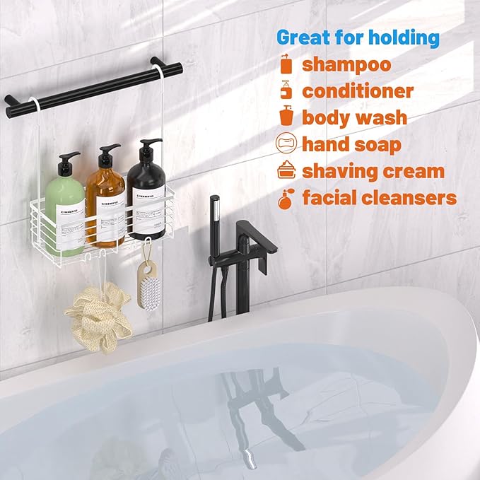 YUOROS Hanging Shower Caddy, Shower Caddies Bathroom Shower Rack Organizer Shampoo Bracket (White)