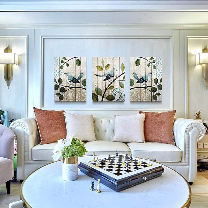 Bird On The Branch 3 Piece Abstract Canvas Wall Art For Living Room Wall Decor For Bedroom Kitchen Decorations Abstract Hang Posters Canvas Prints Artwork Modern Framed Bathroom Home Decoration