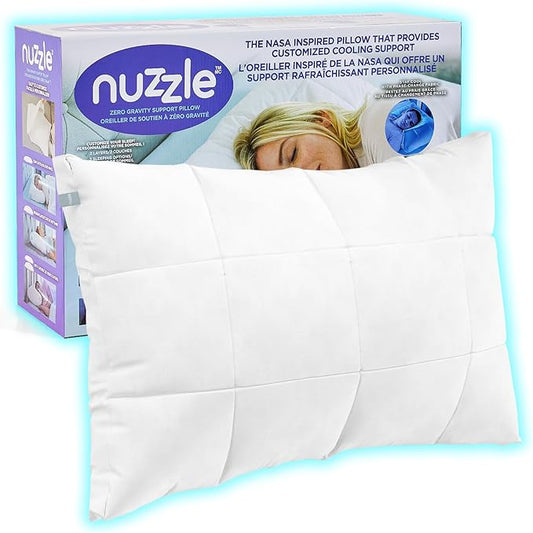 Nuzzle Cooling Adjustable Pillow for Side Sleepers, Luxury Standard Size Bed Pillow Hotel Collection - Best Adjust Height Soft Firm Pillow for Back, Stomach or Side Sleepers - Home Gifts