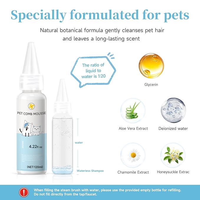 Pet Steam Brush for Dog & Cat shower bath brush Grooming Comb with Spray, Defur Tool, Water-Free Shampoo, Bath Gloves,Bath Brush, Tooth & Ear Brush, Towel (11PCS)