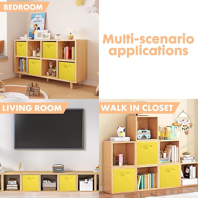 ShellKingdom Storage Bins, Foldable Fabric Storage Cubes and Cloth Storage Organizer Drawer for Closet and Toys Storage, 6 Pack (Yellow)