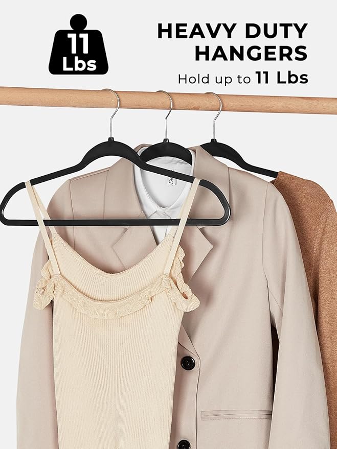 SMARTOR Plastic Hangers 50 Pack, Heavy Duty Plastic Hangers for Clothes - Non-Velvet Slim Hangers with 360° Swivel Hook & Clothes Thin Hanger - Durable Coat Hangars, Space Saving Hanger - Black