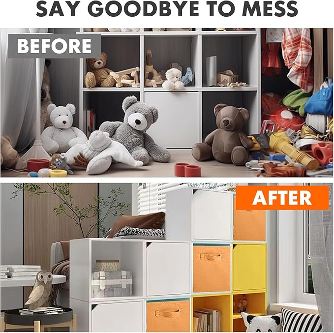 ShellKingdom Foldable Fabric Storage Cubes and Cloth Organizer Drawer for Closet and Toys, 6 Pack (Orange)