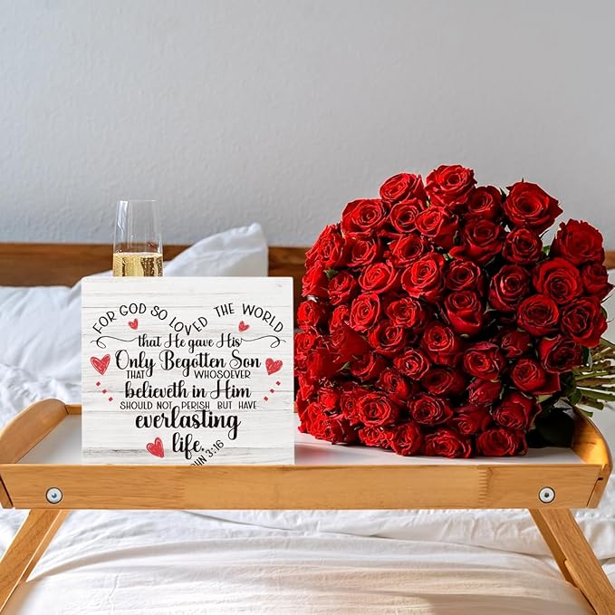 Christian Valentines Day Decor for Home Scripture Decor Valentines Kitchen Decor Christian Decor Rustic Valentines Day Decor for Table 5 X 5 Inches