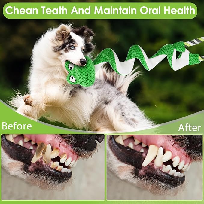 Duty Dog Rope Toys with Crinkle Paper & Squeaker - Interactive Tug of War Pull Toy for Puppy Boredom, Teeth Cleaning -Tough Chew Toys for Small, Medium, and Large Breeds