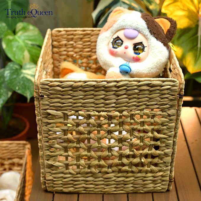 Water Hyacinth Storage Baskets For Shelves, 12x12 Cube Storage Organizer, Square Wicker Basket, Cube Organizer, Woven Basket, Canastas Para Organizar, Cestas Para Baskets For Shelveszar, 2 Pcs