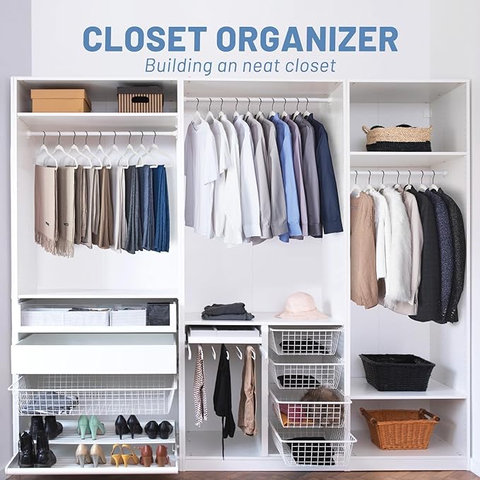 HOUSE DAY White Velvet Hangers 60 Pack, Non Slip Felt Hanger, Slim Velvet Clothes Hangers for Suits, Shirt, Heavy Duty Coat Hanger for Closet