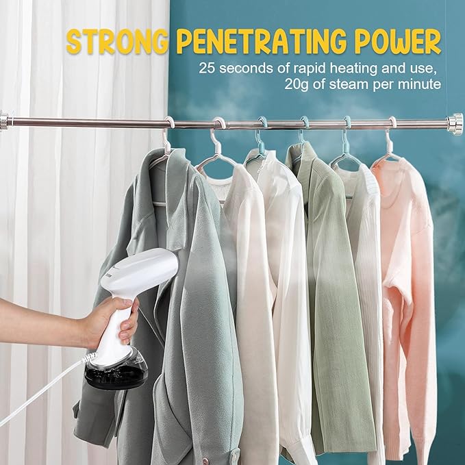 Handheld Steamer for Clothes 1200W, Clothes Steamer with Large 360ml Water Tank, Fast Wrinkle Remover Portable Garment Steamer, Ideal for Home, Office, Travel, White