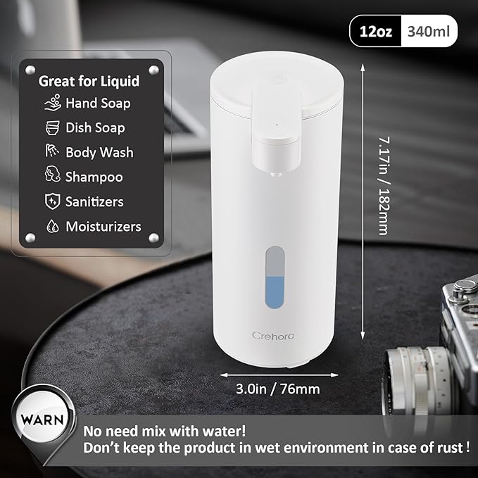 Automatic Soap Dispenser, Touchless Soap Dispenser, 3 Adjustable Volume Hand Soap Dispenser, Bathroom Soap Dispenser, Dish Soap Dispenser for Kitchen Bathroom, Liquid Soap Dispenser White