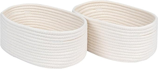CubesLand Cube Shelf Closet Storage Baskets Bins,Woven Basket for Organizing/Storage,Long-lasting &Skin-friendly Toy Storage Basket Bin,Stylish Room Decor Basket,Off White Cotton Rope Basket 2 Packs