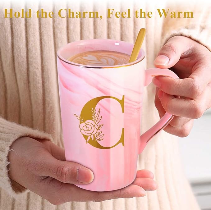 Personalized Ceramic Coffee Mug with Lid Tea Cup Girlfriend Gf Gifts Future Mrs Her Women Boyfriend 1 One Year Anniversary Meaningful Cute Romantic Christmas Xmas First Valentines I Love You More,C