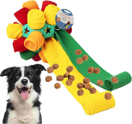 PAWISE Snuffle Ball for Dogs, Sniffle Treat Puzzle Toy, Dog Snuffle Ball Slow Feeder, Enrichment Toy for Mental Stimulation, Machine Washable for Small Medium Large Dogs (Random Color Streaks) (Small)
