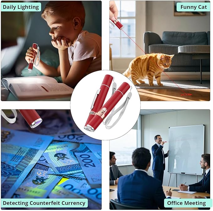 TBTeek Cat Toys, with Metal Case, 2 Pieces, Rechargeable, 7 Adjustable Patterns, Interactive Kitten Pet Dog Chase Toy for Cats Fun Playing Exercise（Red）