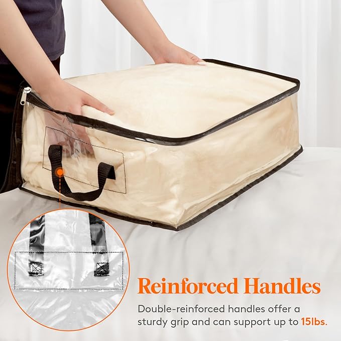 Lifewit 8 Pack Clear Clothes Storage Bags, 35L Plastic Vinyl Foldable Moving Bags with Zipper and Reinforced Handles, Closet Organizers and Storage Containers for Blanket, Sweaters, Coats, T-shirts