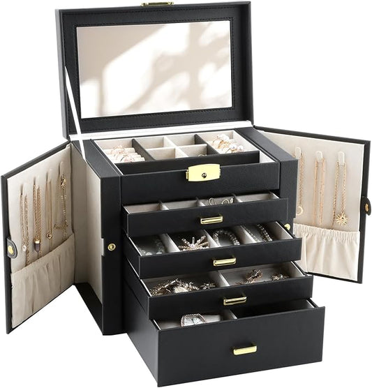 Large Jewelry Organizers and Storage, Jewelry Box for Women 5 Layers Jewelry Organizer, Large Jewelry Boxes & Organizers for Women, Black