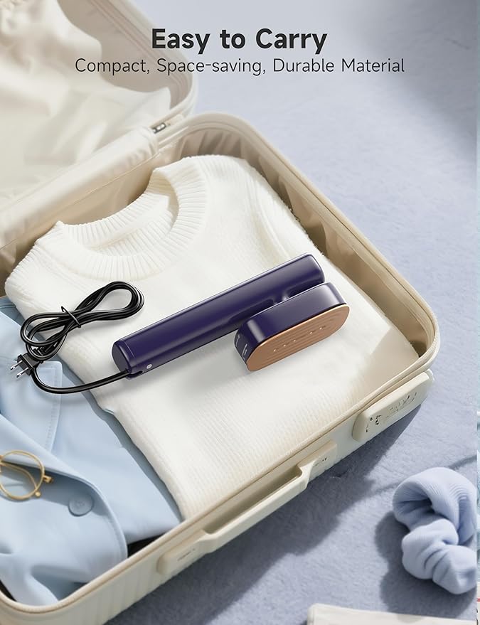 Steamer for Clothes Portable Handheld Garment Steamer,15s Fast Heat-up,100ml Tank,Steamer Ironing Gloves,25 Minutes of Continuous Ironing for Travel and Home(Indigo)