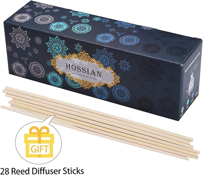 HOSSIAN Diffuser Glass Bottles Black -Empty Reed Diffuser Bottle with Sticks- Fragrance Accessories use for DIY Replacement Reed Diffuser Sets (4 Color)