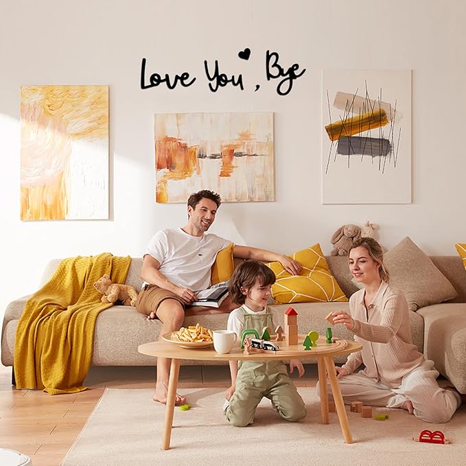 Wooden Love You Bye Sign Home Decor - Boho Farmhouse Wall Art Decor for Stylish Living Room, Hallway Entryway, Wall Decor Door Sign Gift for Your Family Lovers