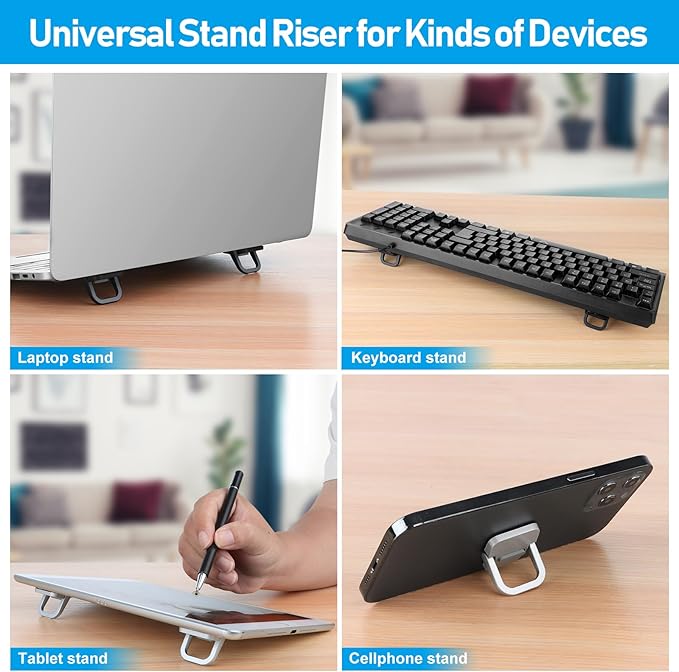 Mini Laptop Stand, Portable Laptop Stand, Foldable & Lightweight Ergonomic Riser with Ventilated Cooling, Sleek Computer Notebook Holder Fits Keyboards &10-17.3 Inch Laptops, Black