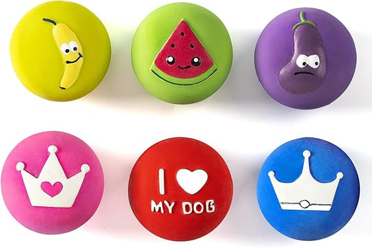 Squeaky Dog Ball, Latex Cute Dog Toys for Puppy and Small Dogs Soft Rubber Fetch Play Catch Ball Bounce and Funny Squeak Pet Toys