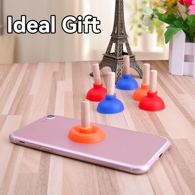 EVKILKJS 6PCS Toilet Plunger Shape Phone Holder Mini Colorful Plunger Holder Sucker Stand for Supporting Cellphone, Moblie Phone