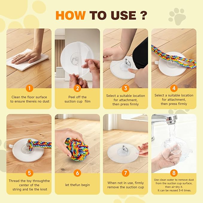 Interactive Suction Cup Tug Dog Toy for Small Dogs,Cotton Tug Rope,Puppy Teething Toy,Indestructible Chew Toy for Aggressive Chewers,Puzzle Enrichment Toy to Keep Dogs Busy