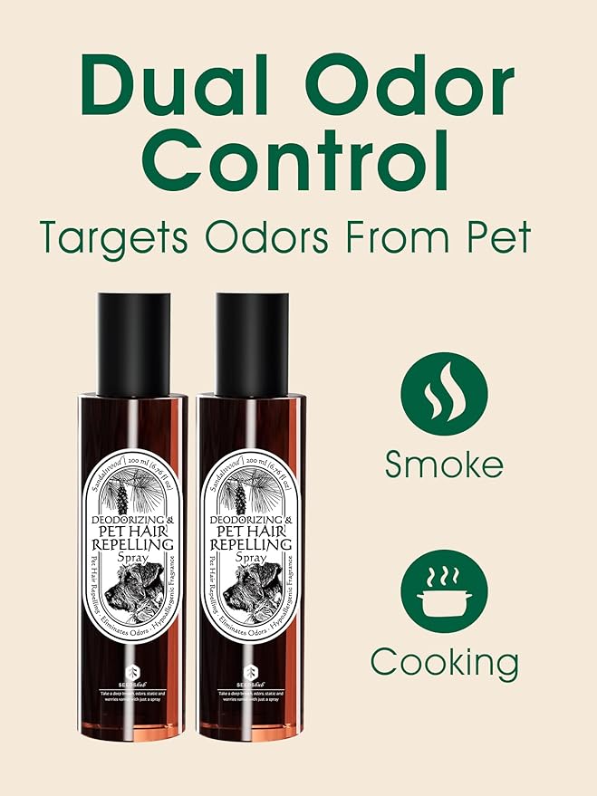 4-in-1 Pet Hair Remover & Odor Neutralizer Spray, Anti Static Wrinkle Release, Plant Based Enzymes, Safe for Pets, Fabrics & Furniture, Refresh Pine Nut Scent, 13.52 fl oz, 2 Full Size Pack