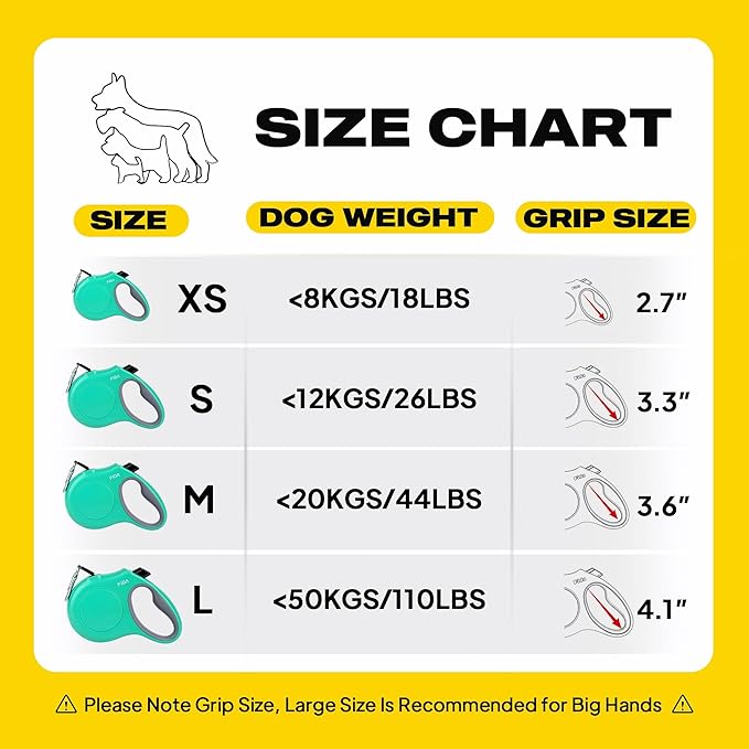 Fida Retractable Dog Leash Large Breed, Heavy Duty 16 ft Dog Walking Leash, up to 110 lbs, 360° Tangle Free, Teel