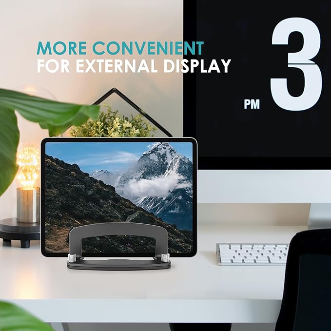 Aluminum Vertical Laptop Stand, MacBook Pro Laptop Vertical Stand Dock Holder with Adjustable Slot Fits All Laptops Notebook Tablets MacBook Air- Save Space & Improve Airflow, Grey