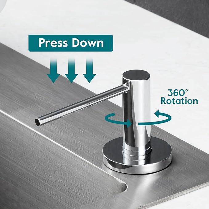 Gappo Soap Dispenser for Kitchen Sink Polished Chrome, Stainless Steel Countertop Pump, Built in Sink Soap Dispenser with 47" Extension Tube kit